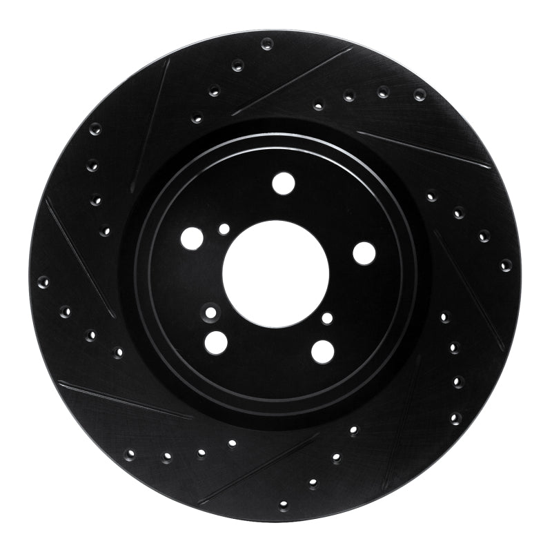 R1 Concepts R1 17-20 Acura MDX Front Left Drilled & Slotted Black Brake Rotor