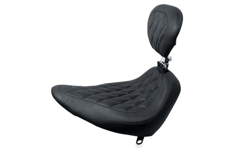 Mustang Motorcycle Mustang 84-06 Harley Standard Rear Tire Wide Tripper Solo Seat w/DBR Diamond Stitch - Black
