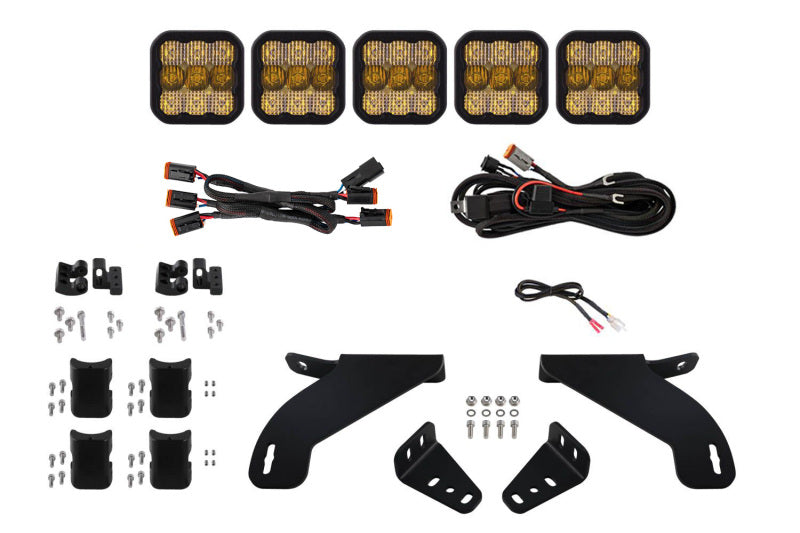 Diode Dynamics 21-22 Ford F-150 SS5 Grille CrossLink Lightbar Kit- Sport Yellow Combo