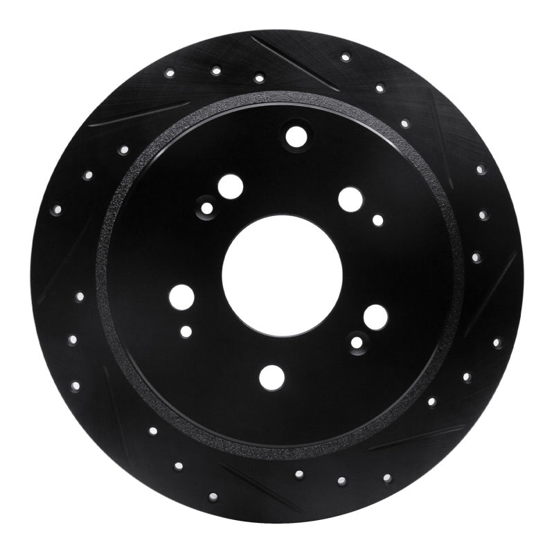 R1 Concepts R1 05-10 Honda Odyssey Rear Right Drilled & Slotted Black Brake Rotor