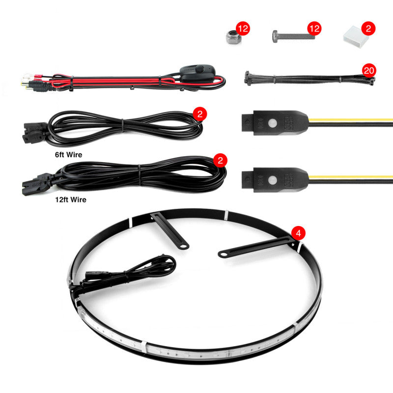 XKGLOW XK Glow Wheel Ring Light Kit XKchrome App controlled w/ Turn Signal Function 4pc 15In