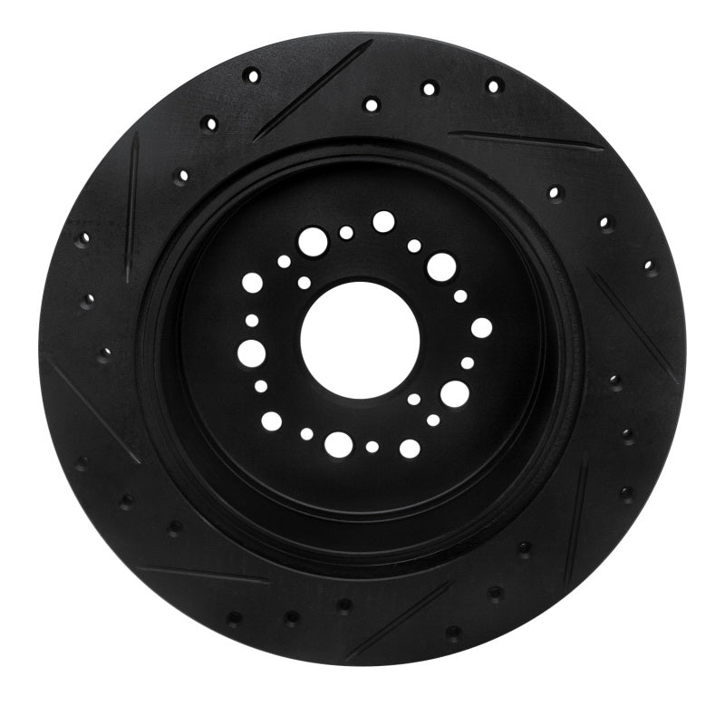 R1 Concepts R1 92-00 Lexus GS300 Rear Right Drilled & Slotted Black Brake Rotor