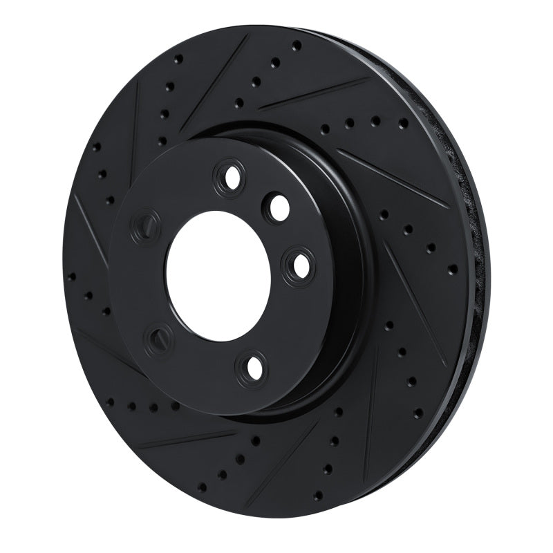 R1 Concepts R1 03-18 Porsche Cayenne Left Front Drilled & Slotted Black Brake Rotor