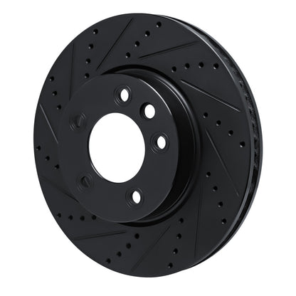 R1 Concepts R1 03-18 Porsche Cayenne Left Front Drilled & Slotted Black Brake Rotor