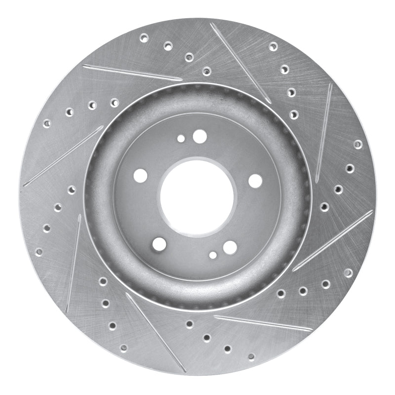 R1 Concepts R1 18-23 Genesis G70 Front Left Drilled & Slotted Silver Brake Rotor