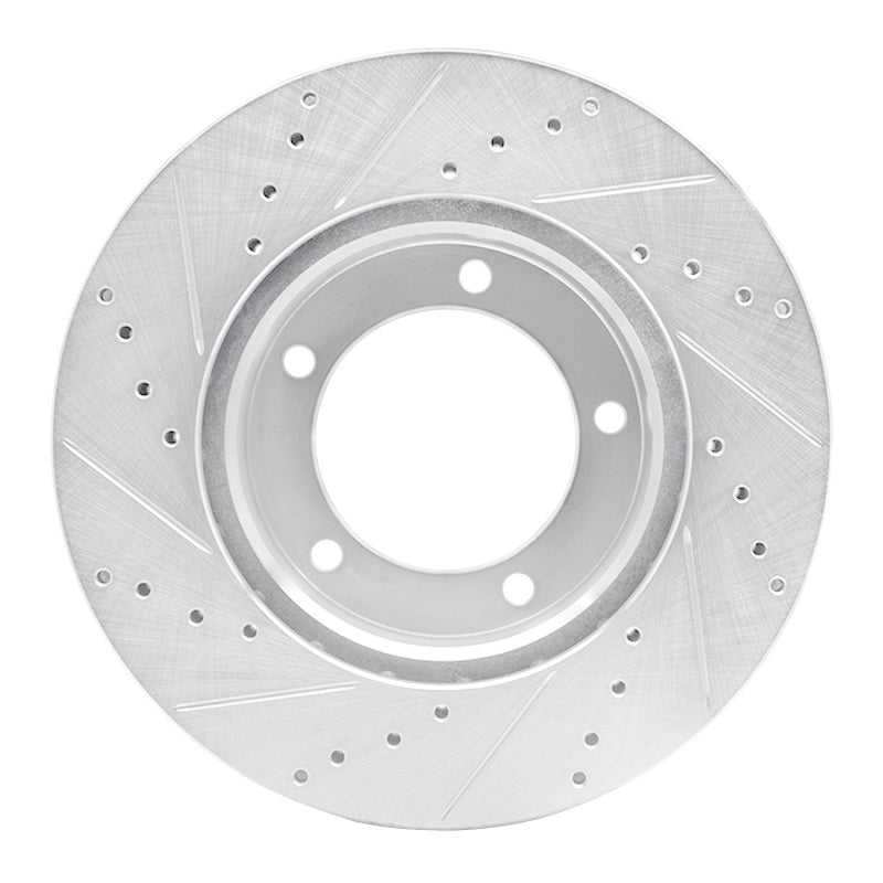 R1 Concepts R1 98-07 Lexus LX470 Front Right Drilled & Slotted Silver Brake Rotor