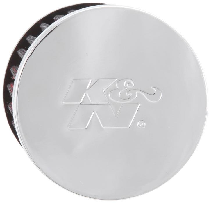 K&N Engineering K&N Rubber Base Chrome Top Push-In Crankcase Vent Filter 3in OD x 2-1/2in H.