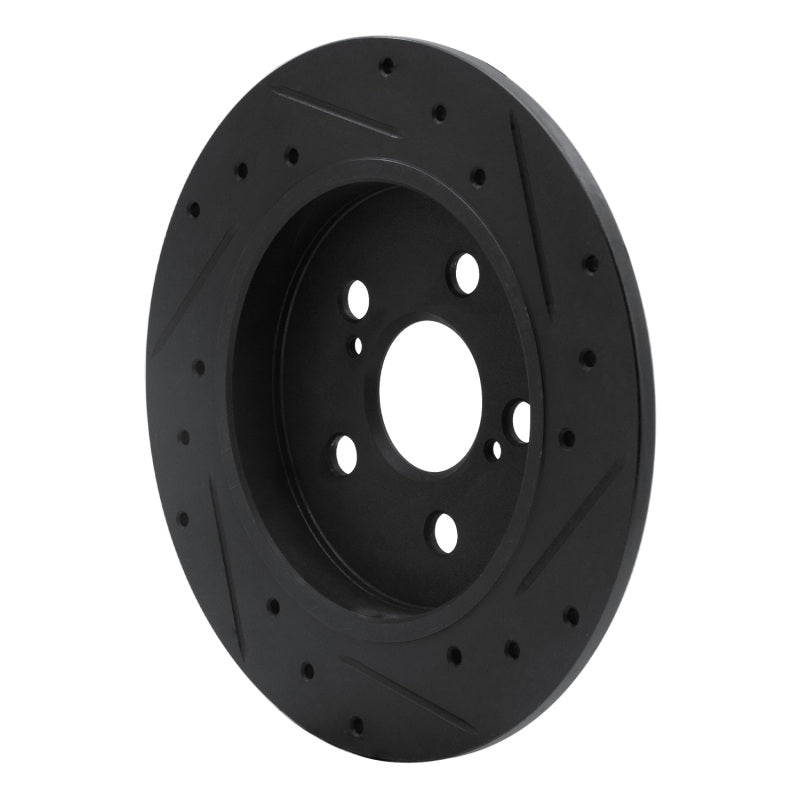 R1 Concepts R1 09-24 Lexus CT200H Rear Left Drilled & Slotted Black Brake Rotor