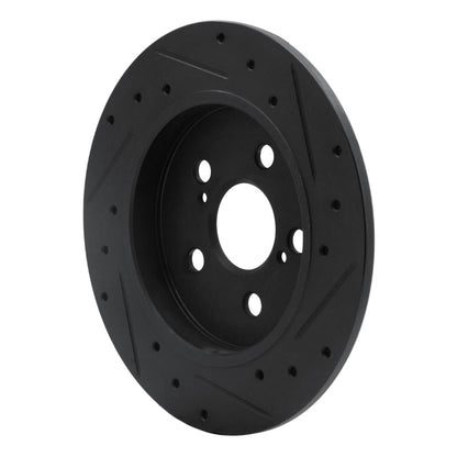 R1 Concepts R1 09-24 Lexus CT200H Rear Left Drilled & Slotted Black Brake Rotor