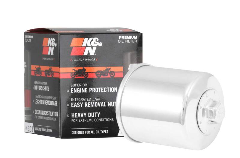 K&N Engineering K&N Honda / Kawasaki / Yamaha / Polaris / Victory 2.688in OD x 3.344in H Oil Filter - Chrome