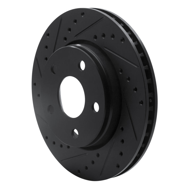 R1 Concepts R1 07-18 Jeep Wrangler Front Left Drilled & Slotted Black Brake Rotor