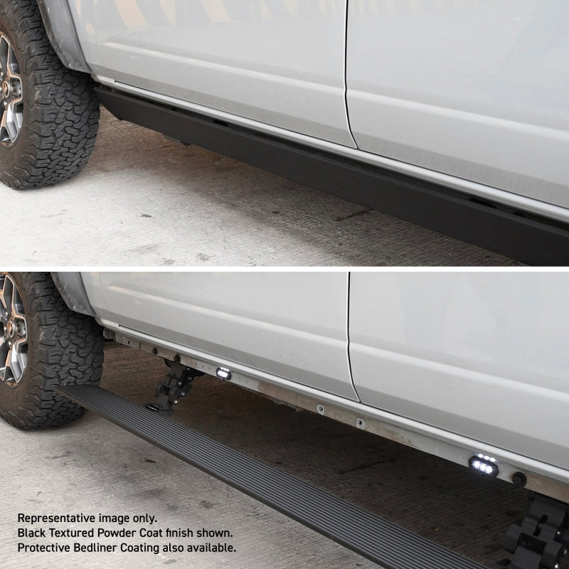 Go Rhino RealTruck 07-14 Chevrolet Silverado 1500 CC 4dr VoltStep Electric Running Board Kit - Bedliner Coat.