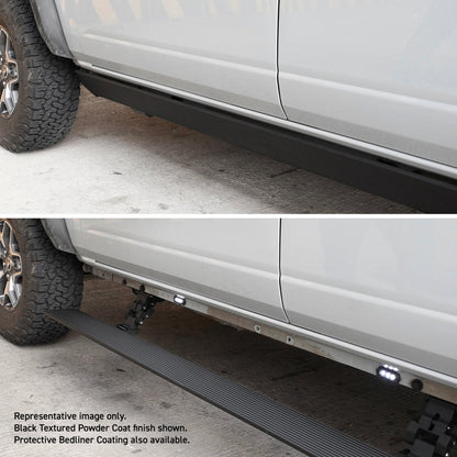 Go Rhino RealTruck 07-14 Chevrolet Silverado 1500 CC 4dr VoltStep Electric Running Board Kit - Bedliner Coat.