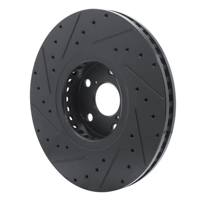 R1 Concepts R1 06-20 Lexus IS350 Right Front Drilled & Slotted Black Brake Rotor