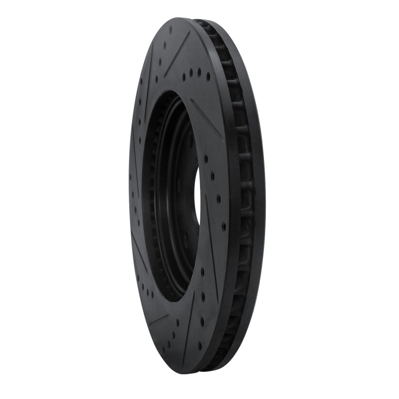 R1 Concepts R1 08-11 Nissan Pathfinder Front Right Drilled & Slotted Black Brake Rotor