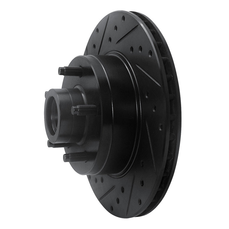 R1 Concepts R1 80-83 Ford F-150 RWD Front Left Drilled & Slotted Black Brake Rotor