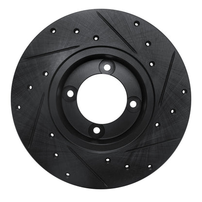 R1 Concepts R1 70-73 Nissan 240Z Front Left Drilled & Slotted Black Brake Rotor