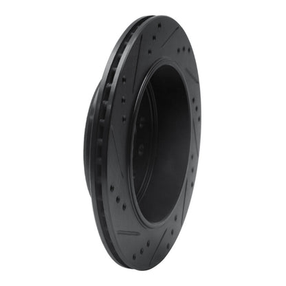 R1 Concepts R1 03-11 Lincoln Town Car Rear Right Drilled & Slotted Black Brake Rotor