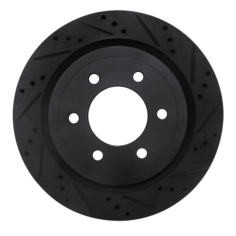 R1 Concepts R1 18-21 Ford F-150 RWD Rear Right Drilled & Slotted Black Brake Rotor