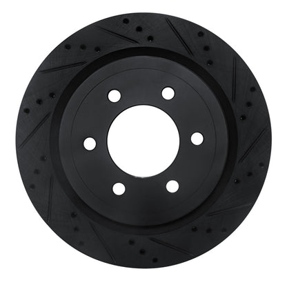R1 Concepts R1 18-21 Ford F-150 RWD Rear Right Drilled & Slotted Black Brake Rotor