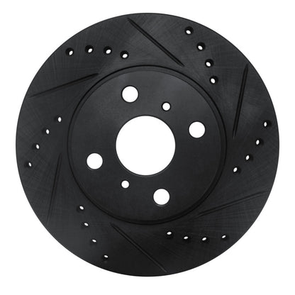 R1 Concepts R1 00-05 Toyota MR2 Spyder Front Right Drilled & Slotted Black Brake Rotor