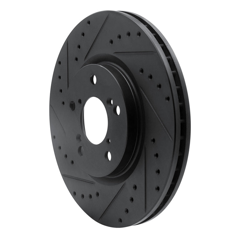 R1 Concepts R1 06-14 Honda Ridgeline Front Left Drilled & Slotted Black Brake Rotor