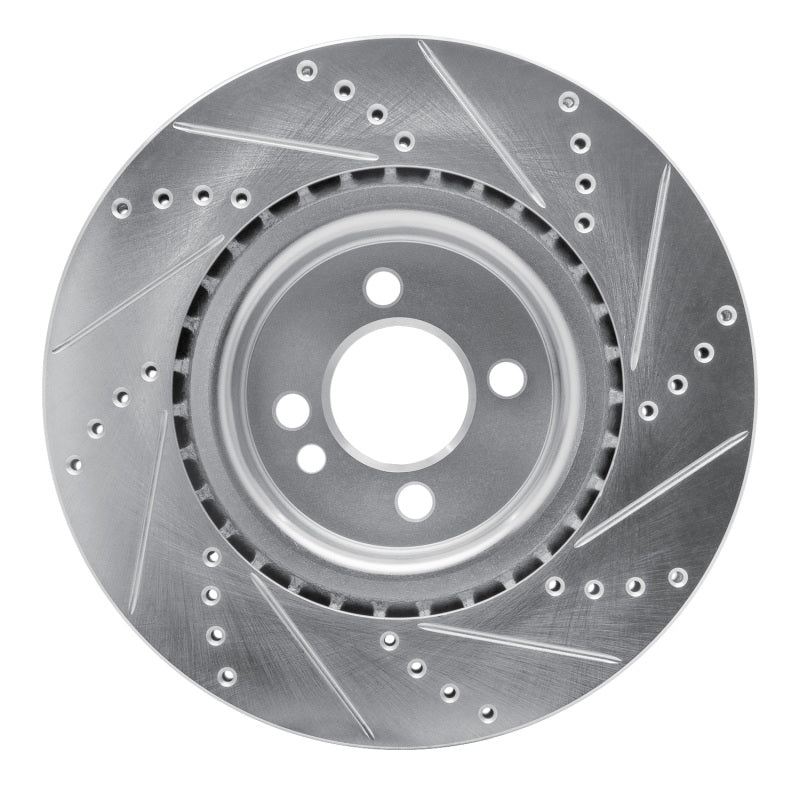 R1 Concepts R1 09-14 Mini Cooper (Excl Clubman) Front Left Drilled & Slotted Silver Brake Rotor