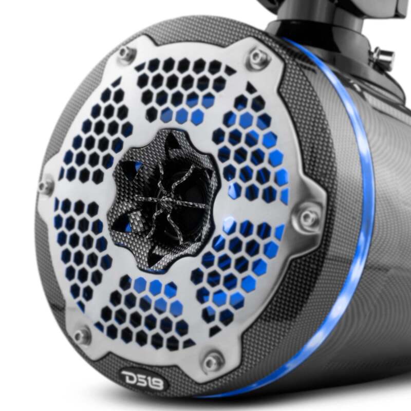 DS18 Marine And Psports With Built In 6.5in 1in Driver 150 Watts RMS RGB LED Lights Black Crbn Fiber