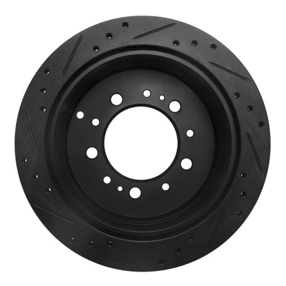 R1 Concepts R1 98-07 Lexus LX470 Rear Right Drilled & Slotted Black Brake Rotor