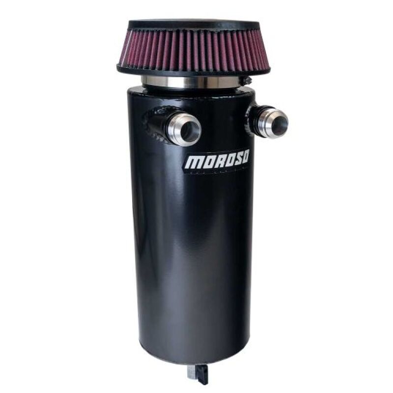 Moroso 6in Diameter Dual -16AN Inlet Aluminum Breather Tank Catch Can - Black