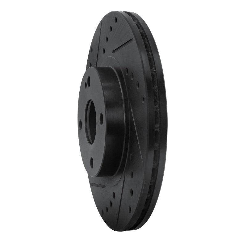 R1 Concepts R1 01-05 Mazda Miata Front Left Drilled & Slotted Black Brake Rotor