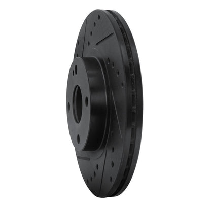 R1 Concepts R1 01-05 Mazda Miata Front Left Drilled & Slotted Black Brake Rotor