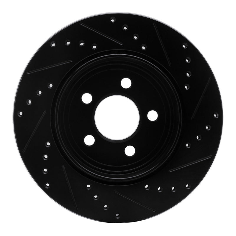 R1 Concepts R1 05-23 Chrysler 300 Rear Left Drilled & Slotted Black Brake Rotor