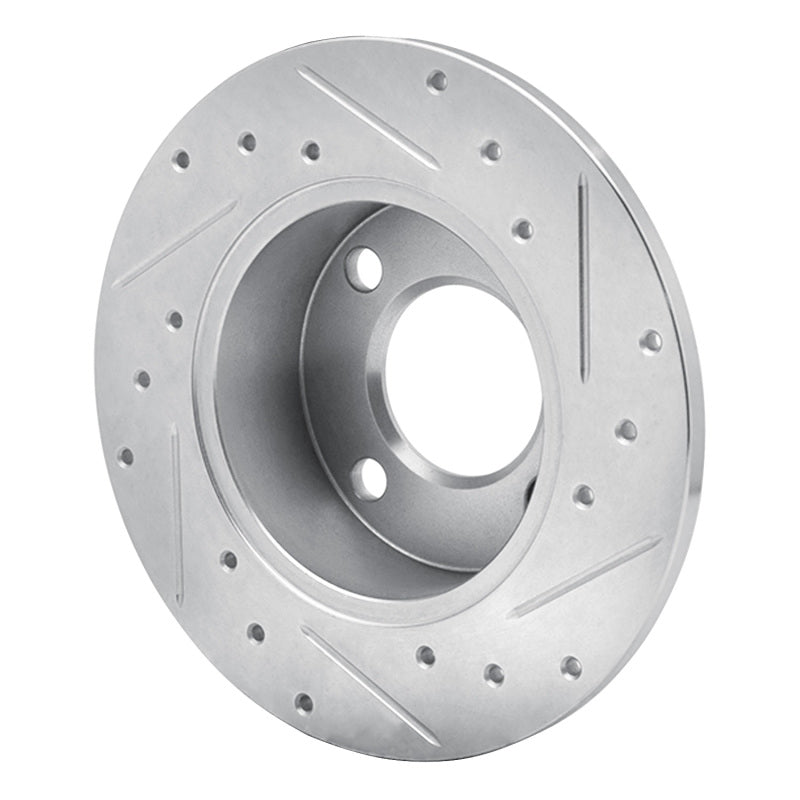 R1 Concepts R1 82-98 Audi Cabriolet Rear Left Drilled & Slotted Silver Brake Rotor