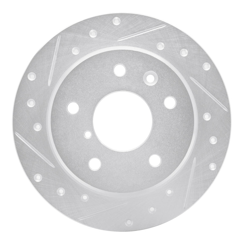 R1 Concepts R1 89-91 Mazda RX-7 Rear Left Drilled & Slotted Silver Brake Rotor