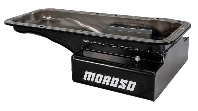 Moroso Ford 352-428 FE (w/Front Sump) Kicked Out Road Race Baffled 8qt 6in Steel Oil Pan