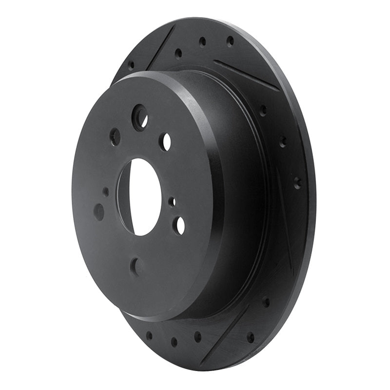 R1 Concepts R1 06-15 Lexus IS250 Rear Left Drilled & Slotted Black Brake Rotor