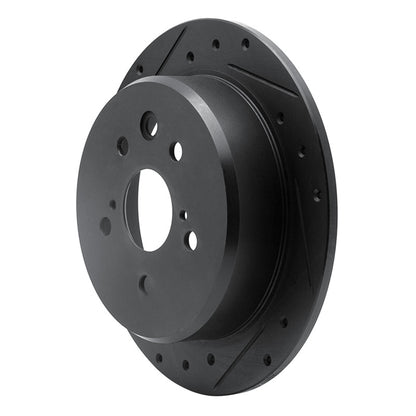 R1 Concepts R1 06-15 Lexus IS250 Rear Left Drilled & Slotted Black Brake Rotor