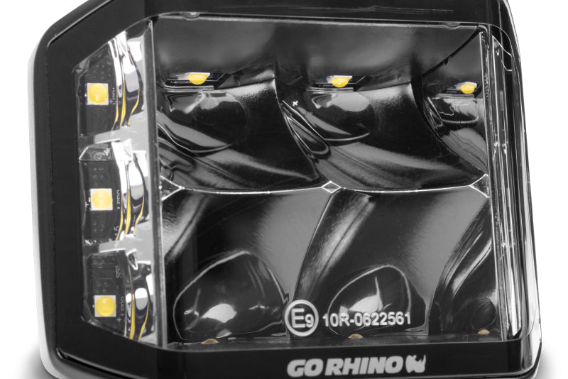 Go Rhino Xplor Blackout Series Cube LED Sideline Spot Light Kit (Surface Mount) 4x3 - Blk (Pair)