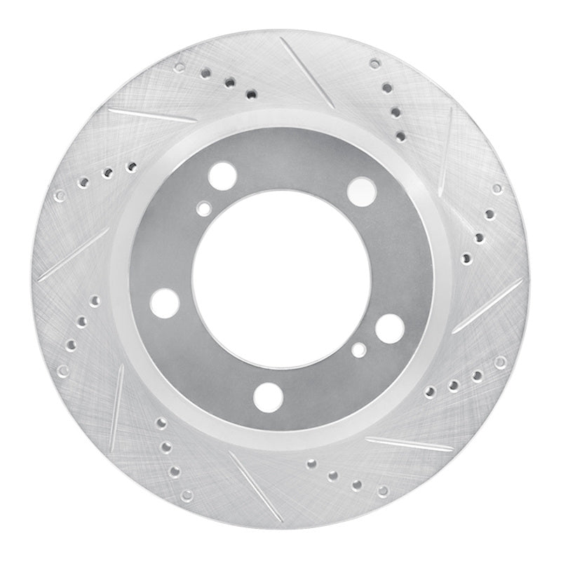R1 Concepts R1 08-21 Lexus LX570 Front Right Drilled & Slotted Silver Brake Rotor