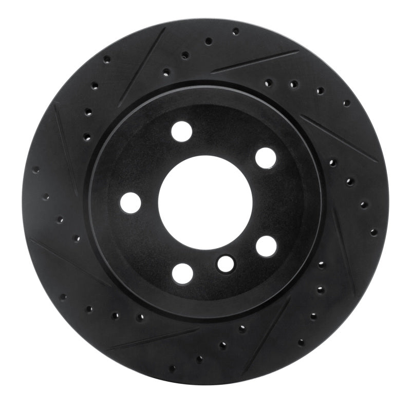 R1 Concepts R1 07-19 BMW X5 Rear Left Drilled & Slotted Black Brake Rotor
