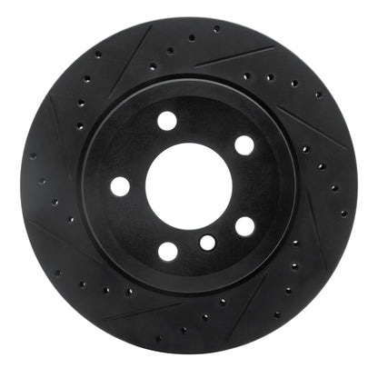 R1 Concepts R1 07-19 BMW X5 Rear Left Drilled & Slotted Black Brake Rotor