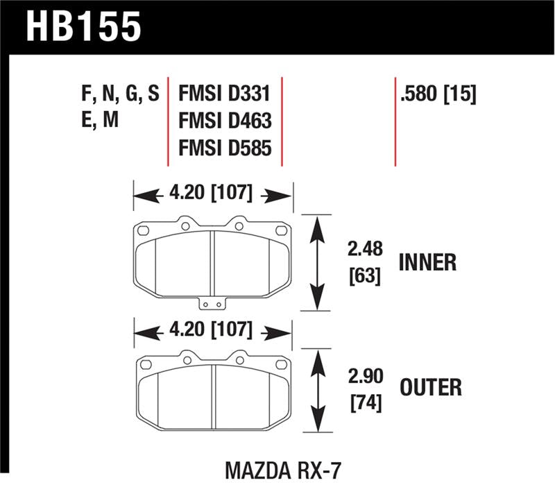 Hawk Performance Hawk 93-95 Mazda RX-7 HPS Street Front Brake Pads