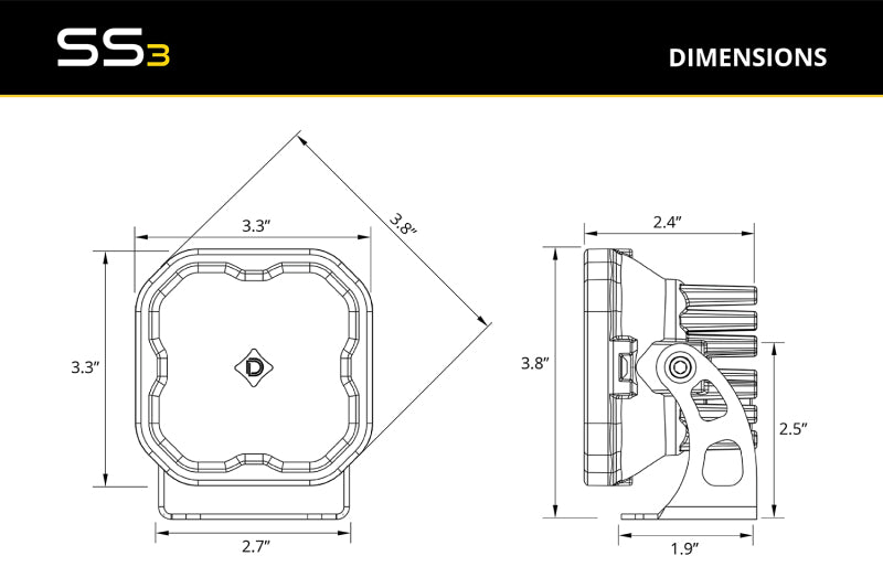 Diode Dynamics 2021 Ford Bronco Sport SS3 LED Ditch Light Kit - White Combo