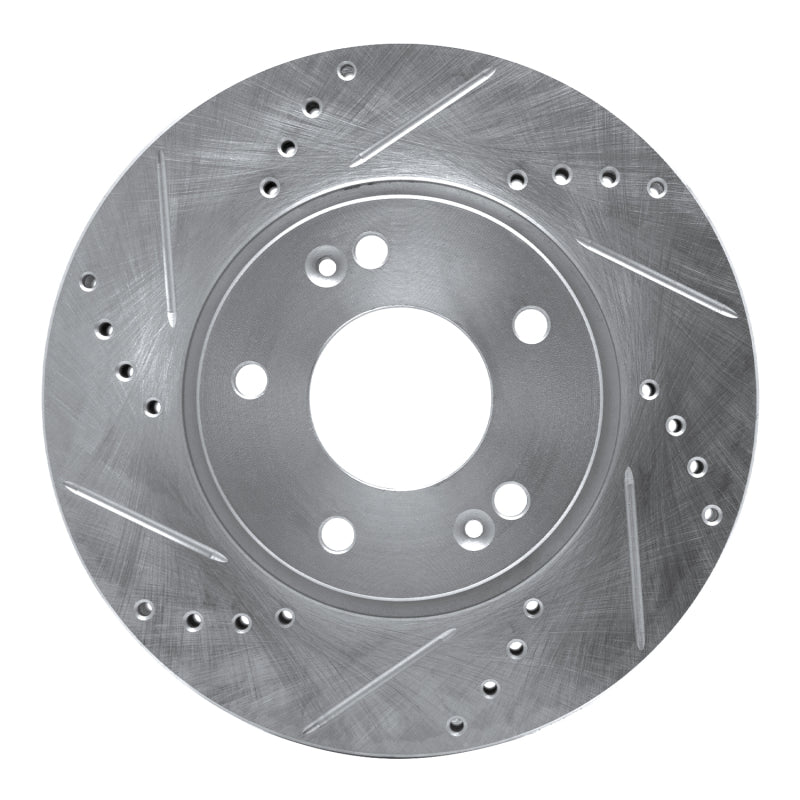 R1 Concepts R1 10-13 Kia Forte Koup Front Left Drilled & Slotted Silver Brake Rotor