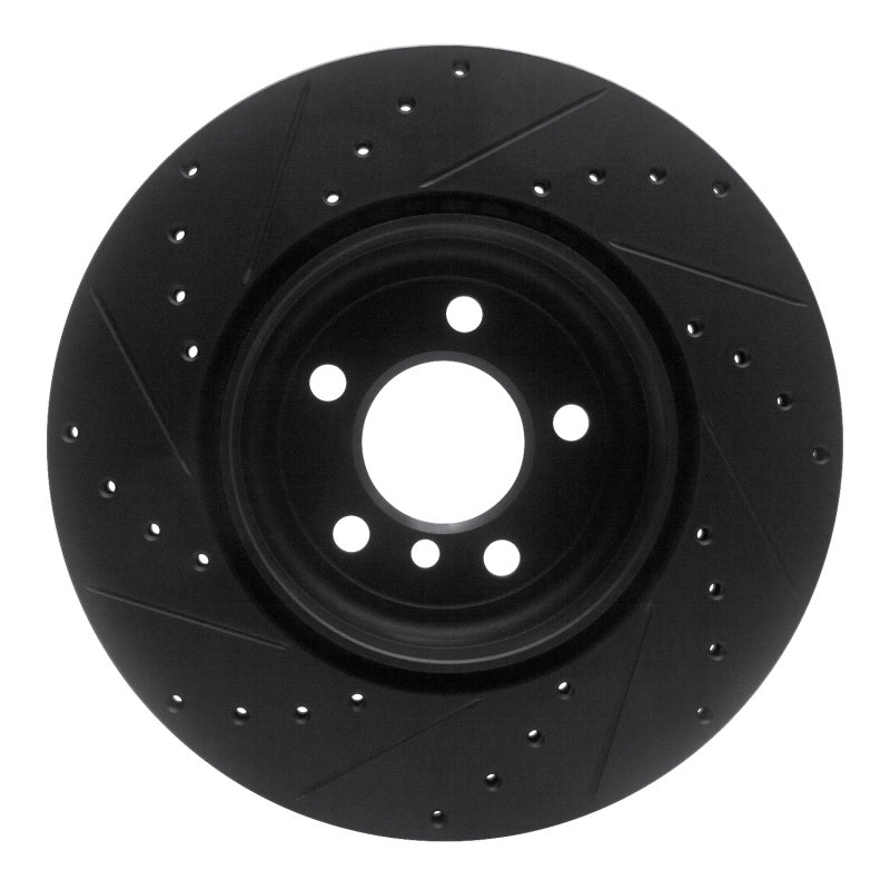 R1 Concepts R1 10-19 BMW 535I GT xDrive Rear Right Drilled & Slotted Black Brake Rotor