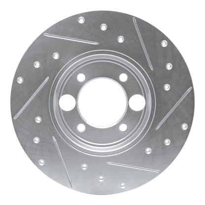 R1 Concepts R1 62-87 Jaguar XKE Rear Left Drilled & Slotted Silver Brake Rotor