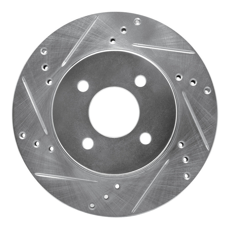 R1 Concepts R1 11-25 Nissan Versa Front Left Drilled & Slotted Silver Brake Rotor