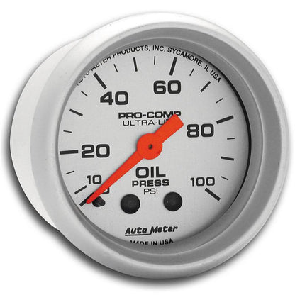 Autometer Ultra-Lite 52mm 0-100 PSI Mechanical Oil Pressure Gauge