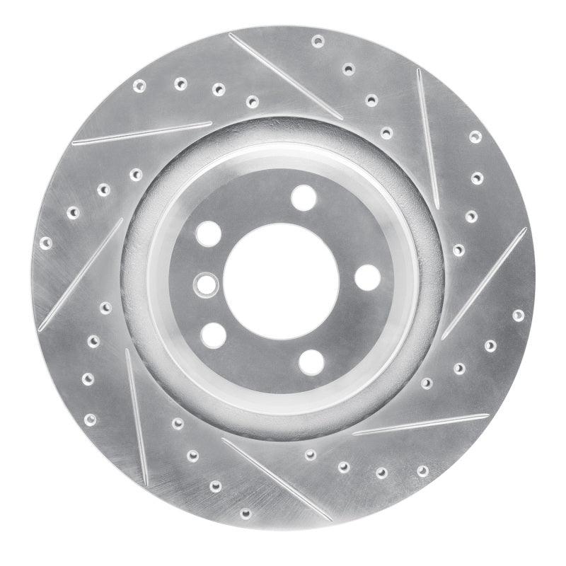 R1 Concepts R1 07-08 BMW ALPINA B7 Rear Right Drilled & Slotted Silver Brake Rotor